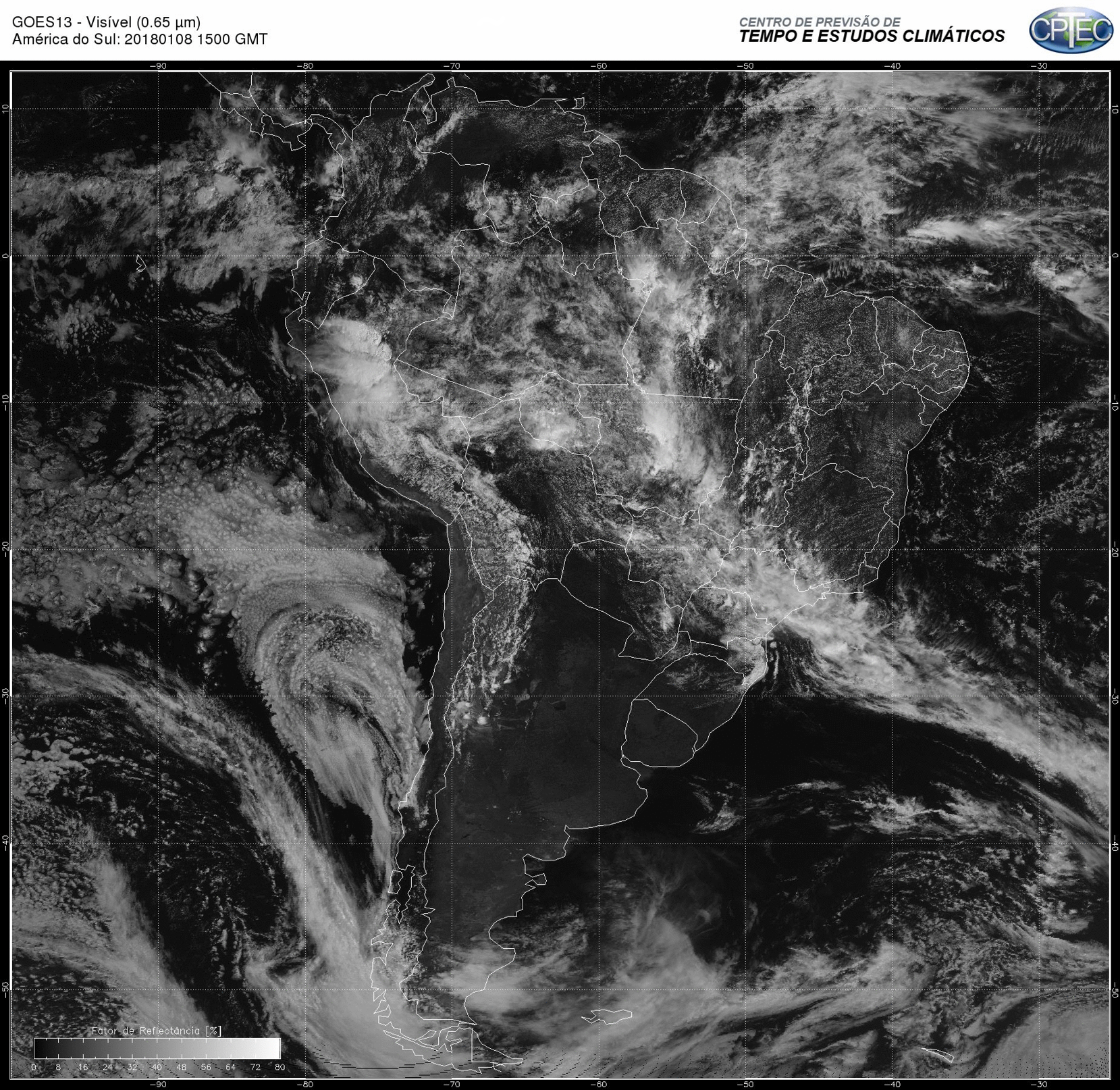 GOES-13 images in the visible channel